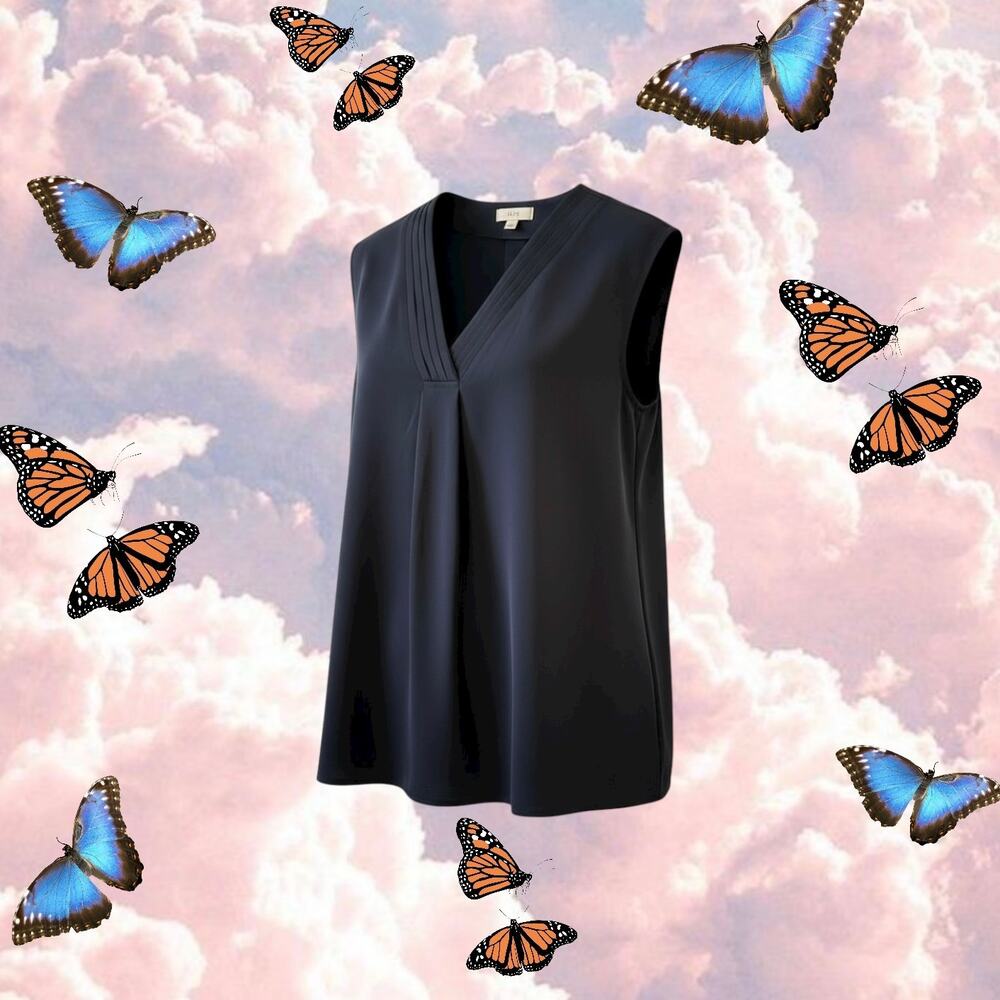 Mine Navy VNeck Blouse